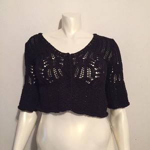 NWT Free People Black Crochet Shrug Size XS